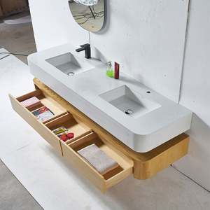 Meuble de salle de bain mural GODI, moderne, élégant, haut de gamme, avec double vasque, conçu par un designer suisse - Product Image 4