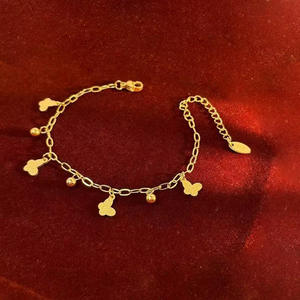 Bracciale con ciondolo con cuore presbiopia in acciaio inossidabile placcato oro e stile alla moda, personalizzato, gioielli 24K da donna - Product Image 3