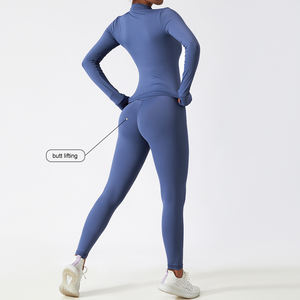 Yoke 2023 Herfst Athleisure 3-delige set: Leggings, sportbeha en jack met rits, zacht als boter, dames yogakleding - Product Image 4