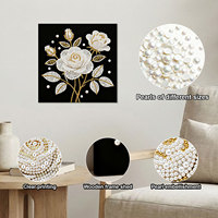 LS Gevormde 5D DIY Parel Schilderij Kit Druivenroos Bloem Gedeeltelijke Stippen Schilderij Gouden Diamanten Witte Halve Parel Handgemaakt Ambacht DIY