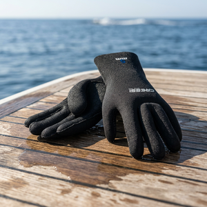 CRESSI Gants de sport nautiques et de plongée noirs haute élasticité 5 mm avec logo bleu modèle XLX475902 fabriqués au KH - Product Image 3