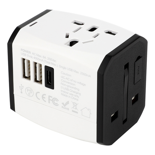 Hot Sale Smart Travel Quick Charging Socket, 2USB and Type C Universal Socket, Applicable to Various Electronic Products