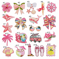 Patchs thermocollants brodés pour l'été, thème plage, rose, style girly