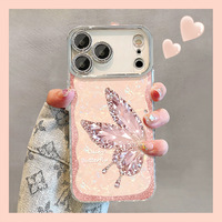 Étui de protection hybride robuste 3-en-1 pour Tecno Spark 30 Pro, avec chaîne de téléphone en époxy 3D effet papillon et bracelet, finition luxueuse