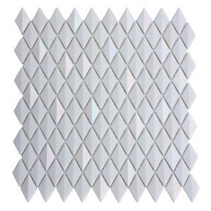 Mosaico de Vidrio Brillante Rojo con Diamantes Biselados Iridiscentes Esmaltados Personalizados de Fábrica para Revestimiento de <span class=keywords><strong>Cocina</strong></span> - Product Image 2