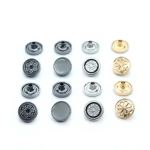 Factory direct sale Nickel Free Snap 4 Parts Custom spring metal brass snap button