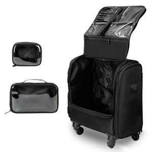 รถเข็นเสริมสวย Qihui พร้อมกระเป๋าเครื่องสำอาง 4 ล้อ ผ้า Oxford ความจุขนาดใหญ่ สำหรับอุปกรณ์เสริมสวยมืออาชีพ ทำเล็บ และเดินทาง - Product Image 1