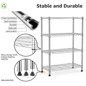 Mới nhất hiện đại 4 tầng Chrome kim loại lưu trữ nhà bếp kệ với NSF phê duyệt kệ bếp Kệ thép không gỉ lưu trữ - Product Image 4