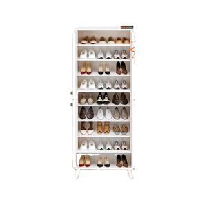 Organiseur de garde-manger moderne à 9 étagères en bois Sonomo blanc à 4 portes pour boîtes à chaussures et organiseurs - Product Image 2