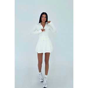 Ensemble short deux pièces Lola en tissu gaufré blanc, coupe ample, au-dessus du genou, taille XS - Product Image 2