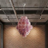 Lustre vintage italien en verre rose de Murano, luminaires suspendus, E12, hauteur réglable pour plafonds hauts, luminaires de salon
