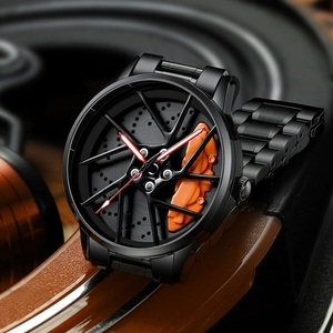 Drop Shipping Personality Quartz Watches <b>Car</b> Wheel Rotating Watch Trendy for Men Reloj <b>Car</b> Flywheel Hollow Waterproof Wristwatch - Product Image 4