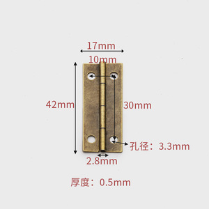 Charnière de meuble 42x17mm en fer à montage en surface, Bronze, Argent, Jaune, Durable, pour boîte en bois - Product Image 4