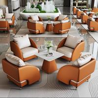 Canapé d'angle en cuir moderne de luxe léger pour salon, bureau à domicile, hôtel et usage commercial