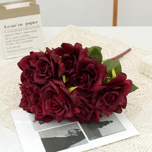 Duofu 11 cabezas Flor de hibisco decoración del hogar flores artificiales arreglo de boda rosas - Product Image 4