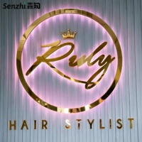 Enseigne lumineuse LED personnalisée avec logo en or de luxe, enseigne en acrylique rétroéclairée 3D pour salon de beauté, personnalisation du logo mural
