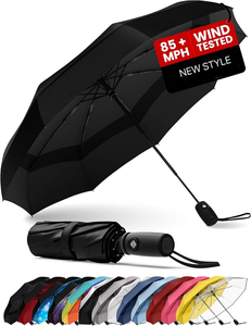 Parapluie de voyage coupe-vent LK_<span class=keywords><strong>HW</strong></span> - Pliage automatique compact, résiste aux vents de 85 mph, diamètre ouvert de 106 mm, protection contre la pluie et le soleil - Product Image 1