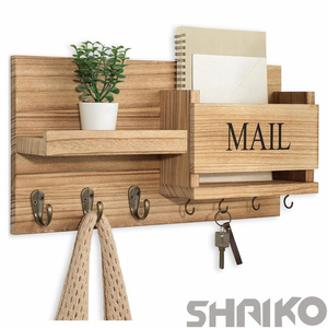 Organisateur de courrier et de <span class=keywords><strong>clés</strong></span> <span class=keywords><strong>mural</strong></span> avec crochets, support de <span class=keywords><strong>rangement</strong></span> en bois polyvalent et durable, support de <span class=keywords><strong>rangement</strong></span> pour la décoration intérieure - Product Image 2