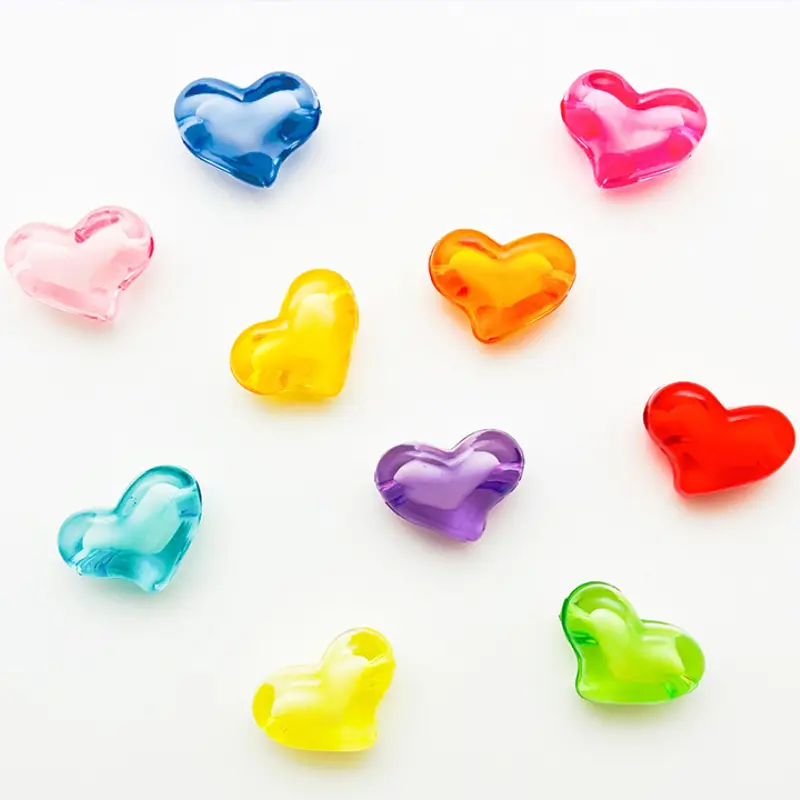 20mm Heart Acrylic Beads Colorful outside Matte Beads for DIY Jewelry Making