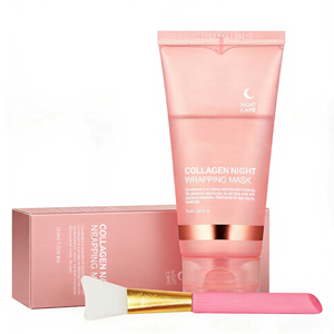 Masque facial en collagène pour la nuit, marque privée, avec <span class=keywords><strong>pinceau</strong></span>, hydratation intense, éclat lumineux, soin de la peau raffermissant et lissant - Product Image 1