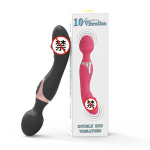 Damen Spielzeug für Erwachsene ABS Silikon Doppel köpfiger AV-Zauberstab Vibrator G-Punkt Massage stab Anal Dildo Schwarzes Kabel XXX USB-Netzteil - Product Image 6