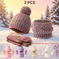 Conjunto de tres piezas de gorro, bufanda y guantes para niños, gorro de bebé extra grueso con forro de terciopelo para invierno, guantes largos tipo ópera