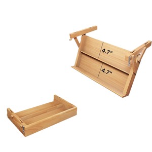 Étagère à épices en bois, organisateur de rangement pliable, support mural pour condiments de cuisine, couleur bois naturel, forme rectangulaire - Product Image 1