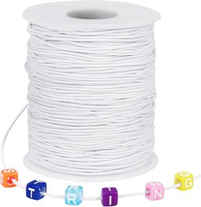 Cordon élastique en caoutchouc blanc 1 mm, torsadé 3 brins, revêtu, longueur personnalisable, fournitures de fabrication de bijoux pour sacs - Product Image 1