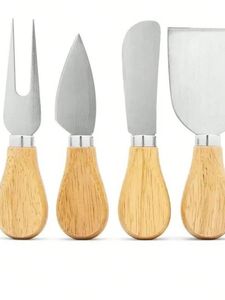 Juego de cuchillos de queso de acero inoxidable de primera calidad con mangos de madera para cortar queso Distribución al por mayor ecológica - Product Image 6