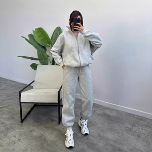 Ensemble jogging pour femme avec sweat à capuche zippé, 2 pièces, tenue de sport décontractée, automne - Product Image 1