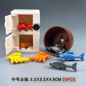ตัวต่อขนาดเล็ก MOC รูปสัตว์น้ำ กุ้งก้ามกราม ปู <span class=keywords><strong>ปลา</strong></span> <span class=keywords><strong>ตู้</strong></span>แช่เย็น <span class=keywords><strong>ตู้</strong></span>เก็บอาหารสด สำหรับเด็ก - Product Image 5
