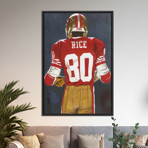 Jerry Rice 49ers Tempered Glass Wall Art: Printed Canvas Decor,<b>BLACK</b> <b>FRAMED</b> CANVAS - Product Image 3