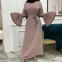 Desain Terbaru Gaun Maxi Panjang Wanita, Gaun Abaya Sifon Gelembung Sifon Muslim Ukuran Plus untuk Wanita