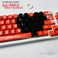 Fynmi LOVE Shape Heart Symbol SA/MDA Profile Transparent WHITE/RED/BLACK 21keys PC Keycaps for Mechanical Keyboards