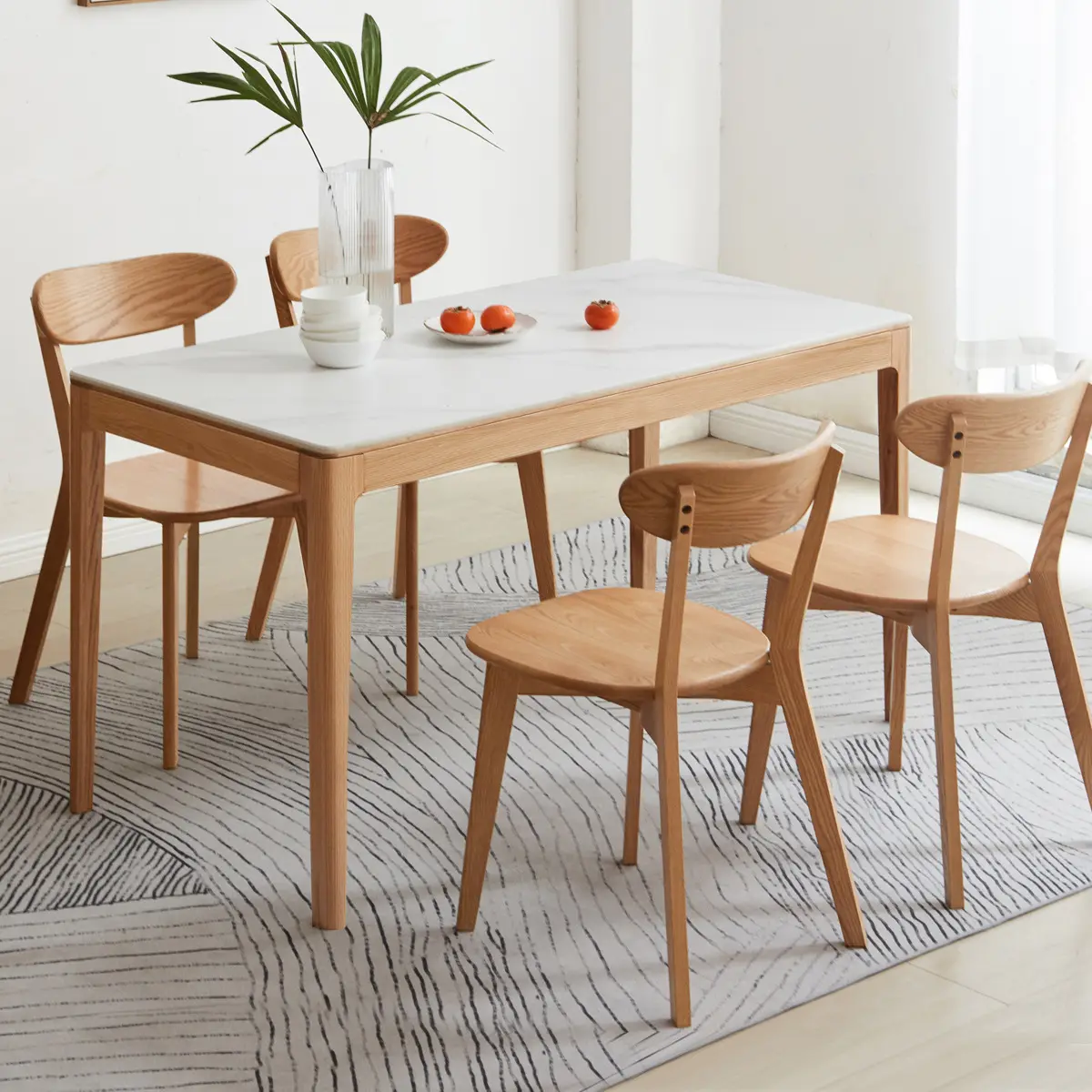 Moderne Eetkamer Meubels Hout Vierkante Bamboe Eetkamer Sets Eettafel Met 4 Stoelen Voor Restaurant