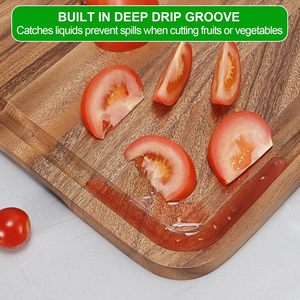 Planche à découper en bois d'acacia pour charcuterie, <span class=keywords><strong>fromage</strong></span>, steak, avec rainure pour les jus, pour la cuisine, le camping et le service - Product Image 6
