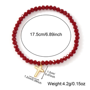 Ensemble de bracelets catholiques en cristal rouge Go2boho, bracelet à double rangée de perles avec croix et charme de la Vierge Marie, bracelets de foi pour femmes - Product Image 6