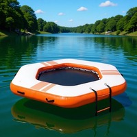 Plateforme flottante gonflable avec trampoline aquatique et auvent, style yacht, pour loisirs en bord de mer, île flottante multi-personnes en PVC