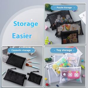 Large Capacity <b>A4</b> Document Bag Transparent Nylon Mesh Zipper Pouch Multifunction Office Bill <b>File</b> Storage Bag Office Holder - Product Image 5