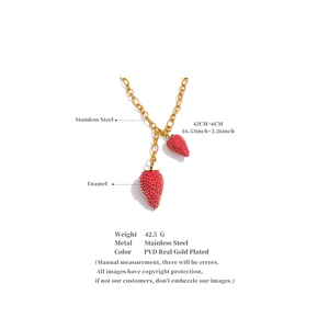 JINYOU 1835 produk baru baja tahan karat perhiasan trendi <span class=keywords><strong>2025</strong></span> kalung liontin jimat stroberi merah manis tahan air - Product Image 6