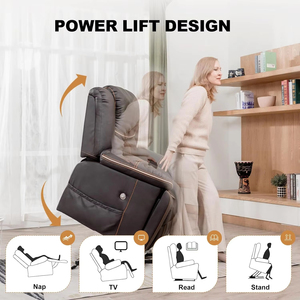 Sillón Reclinable Eléctrico de Doble Uso para Sala de Estar y Dormitorio, Sofá Reclinable Eléctrico con Función de Masaje y Portavasos - Product Image 3