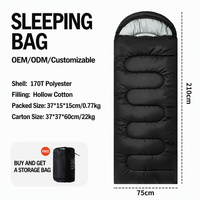 Sac de couchage en coton avec capuche pour adulte, en polyester solide, chaud, résistant au froid, compact, pour le camping en plein air, les voyages en voiture et en intérieur