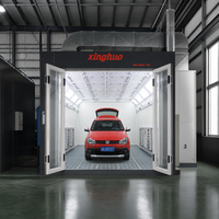 Cabine de peinture électrique robuste 43 kW à prix d'usine 80 ° Cabines de peinture automobiles C Baking avec éclairage fiable 800 lux et four intégré