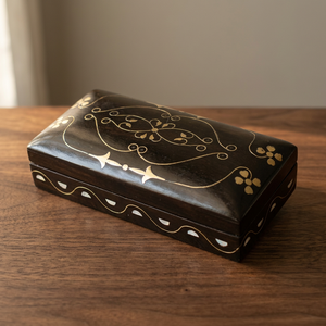 Nouvel article cadeau, magnifique boîte à bijoux en bois faite à la main par un designer, travail d'incrustation en laiton, géométrie vintage, pour Noël, Nouvel An, décoration de la maison - Product Image 4