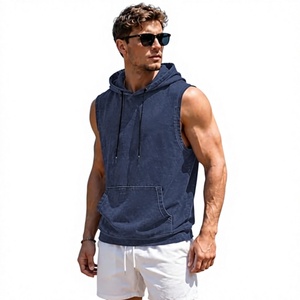 Débardeur sans manches à capuche pour homme, couleur unie, jersey polyester/coton, séchage rapide, toutes saisons, vêtements décontractés - Product Image 1