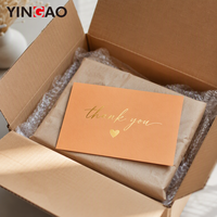 Cartes de remerciement personnalisées écologiques avec impression de logo en feuille d'or, papier orange, emballage artisanal imperméable, insert inclus