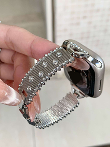 สายนาฬิกาข้อมือผู้หญิงแบบหรูหราประดับเพชรพลอยรูปใบโคลเวอร์ พร้อมเคสสำหรับ Apple Watch ขนาด 38 มม. 40 มม. 41 มม. 42 มม. 44 มม. 45 มม. 49 มม. - Product Image 2