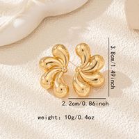 Anting Tusuk Geometris Bentuk Bunga Empat Kelopak Berlapis Elektroplating, Anting Wanita Mewah Ringan dan Stylish
