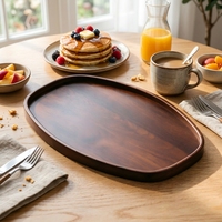 Plateau en bambou et noyer, style moderne et minimaliste, sans poignées, pour la maison, le café, le petit-déjeuner, les collations