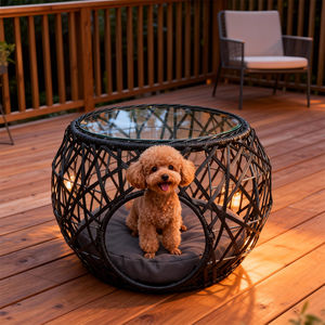 Cama de Lujo <span class=keywords><strong>para</strong></span> Mascotas de Ratán, Colores y Estilos Personalizados, Resistente a la Intemperie, Ratán PE, Nido <span class=keywords><strong>para</strong></span> <span class=keywords><strong>Perros</strong></span> y Gatos, Casa Cerrada <span class=keywords><strong>para</strong></span> Mascotas <span class=keywords><strong>para</strong></span> Interiores y Exteriores - Product Image 2